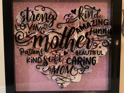 Flower Shadow Box: Personalized Mother/Grandma Gift