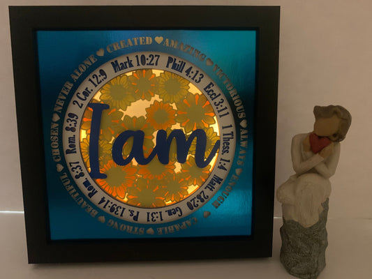 Bible Verse Daisy Shadow Box: Religious Lighted Frame