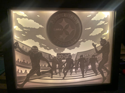 Pittsburgh Steelers Lighted Shadow Box: Football Fan Gift, LED Lamp