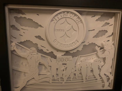 Pittsburgh Steelers Lighted Shadow Box: Football Fan Gift, LED Lamp