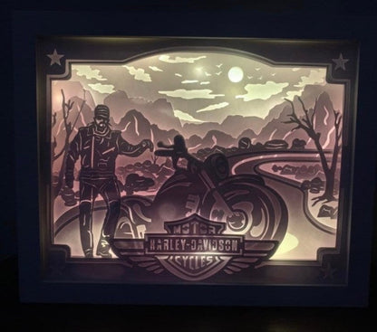 Harley Davidson Light Box: Motorcycle Decor, LED Shelf Sign