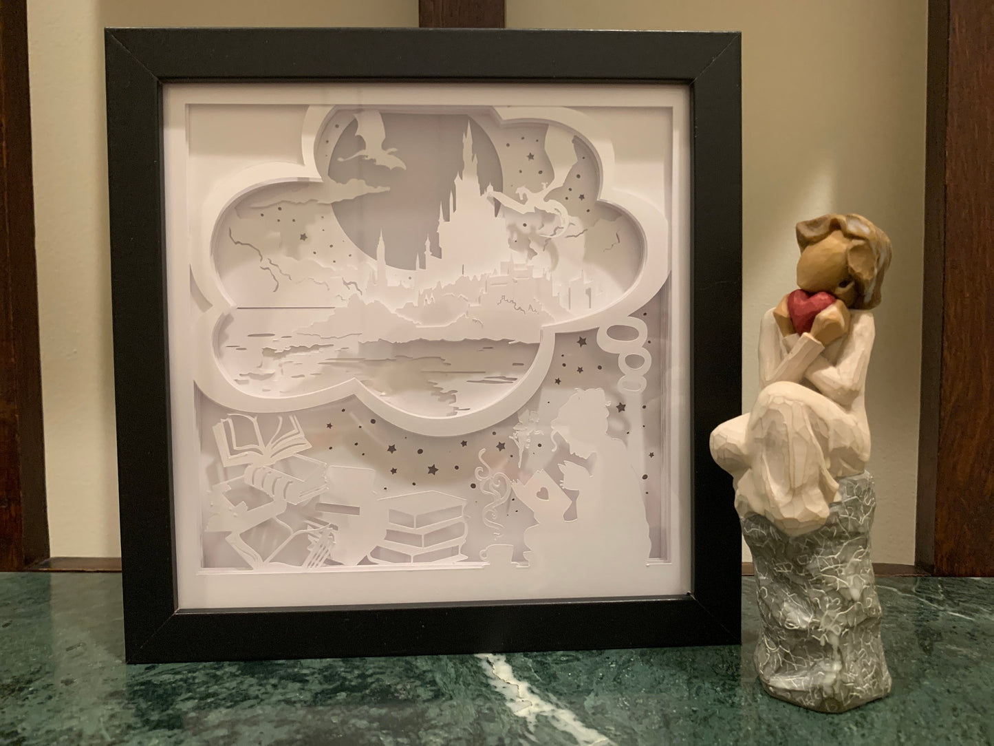 Girl Reading Lightbox: LED Shadow Box, Book Lover Gift