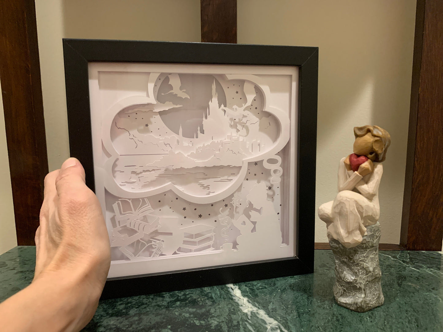 Girl Reading Lightbox: LED Shadow Box, Book Lover Gift