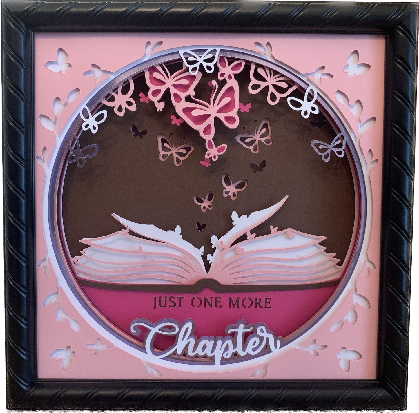 Just One More Chapter, book and butterfly decor, Lightbox lighted shadow box, light lamp, home wall decor, great for book lovers!