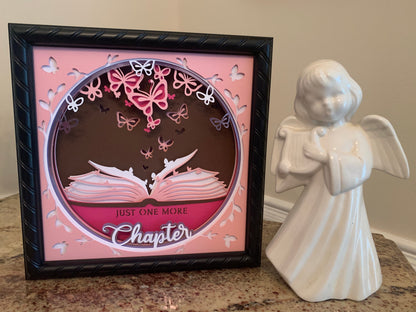 Just One More Chapter, book and butterfly decor, Lightbox lighted shadow box, light lamp, home wall decor, great for book lovers!
