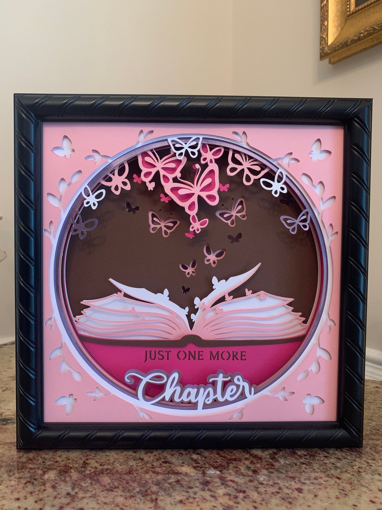 Just One More Chapter, book and butterfly decor, Lightbox lighted shadow box, light lamp, home wall decor, great for book lovers!