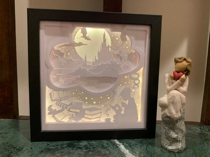 Girl Reading Lightbox: LED Shadow Box, Book Lover Gift