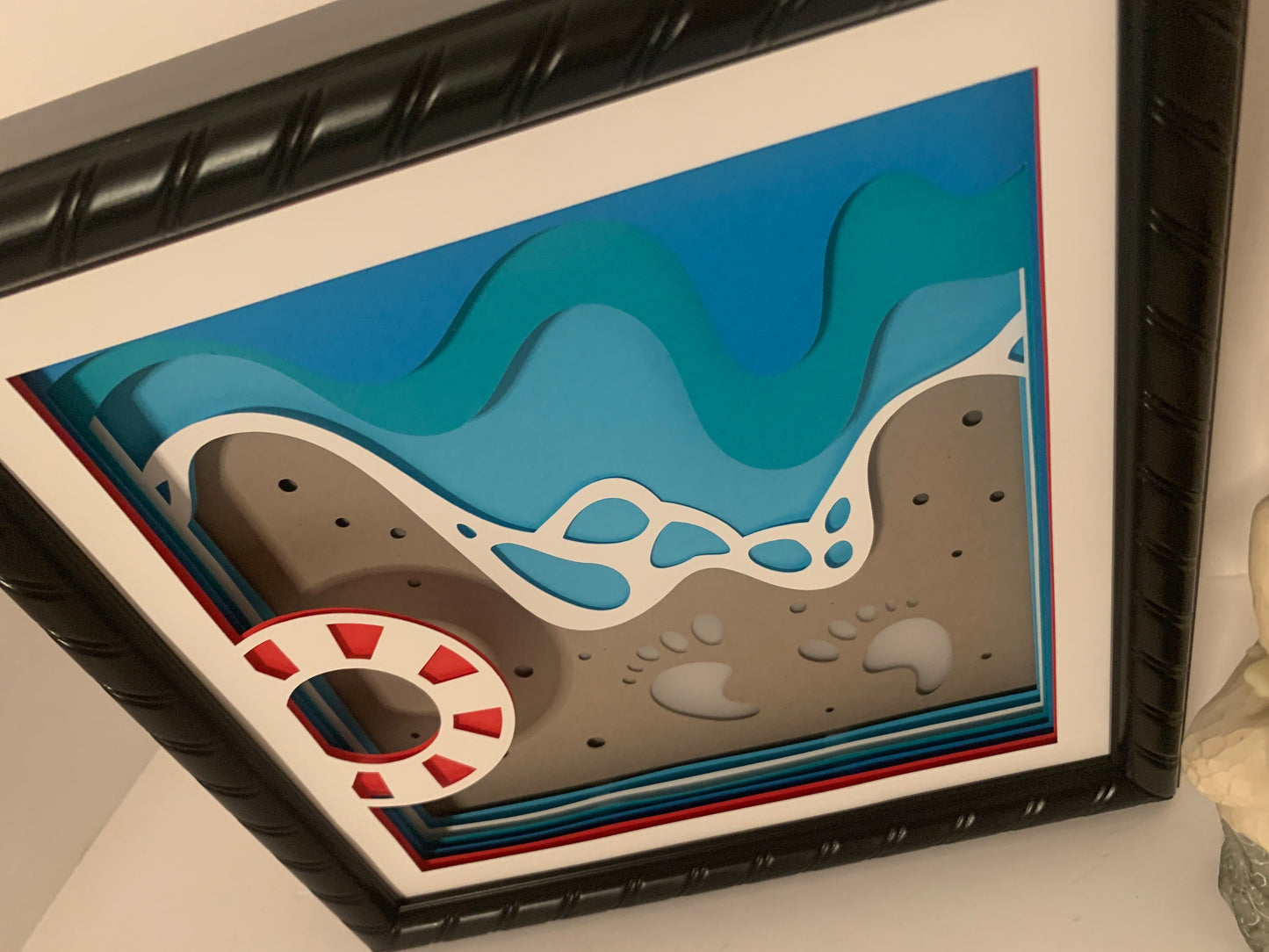 Beach Footprints LED Shadow Box: Coastal Home Decor (8” X 8”)