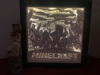 Minecraft Lightbox, lighted shadow box frame , LED lamp, home decor, great gift for husband or friend.
