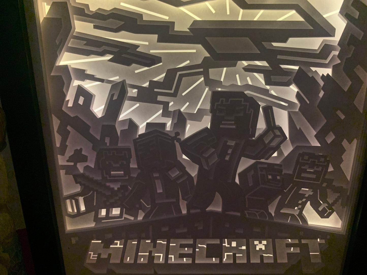 Minecraft Lightbox, lighted shadow box frame , LED lamp, home decor, great gift for husband or friend.