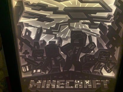 Minecraft Lightbox, lighted shadow box frame , LED lamp, home decor, great gift for husband or friend.