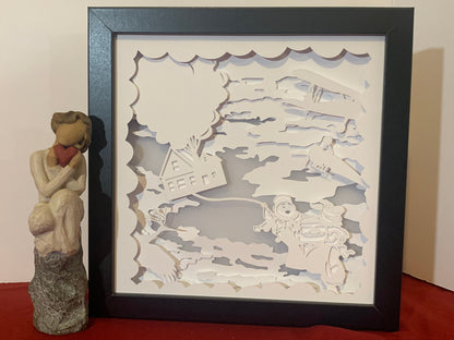 Adventure is out there! “Up” house. Great Gift, Shadow box Frame, Birthday Gift, LED Lightbox, unique Shadowbox, Travel, Wanderlust!