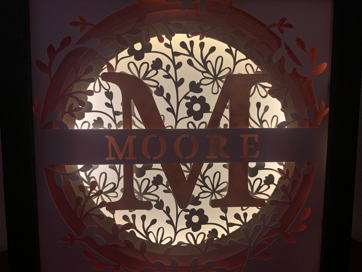 Custom LED Shadow Box: Personalized Family Name Monogram Light