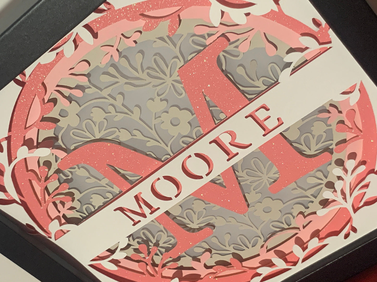 Custom LED Shadow Box: Personalized Family Name Monogram Light