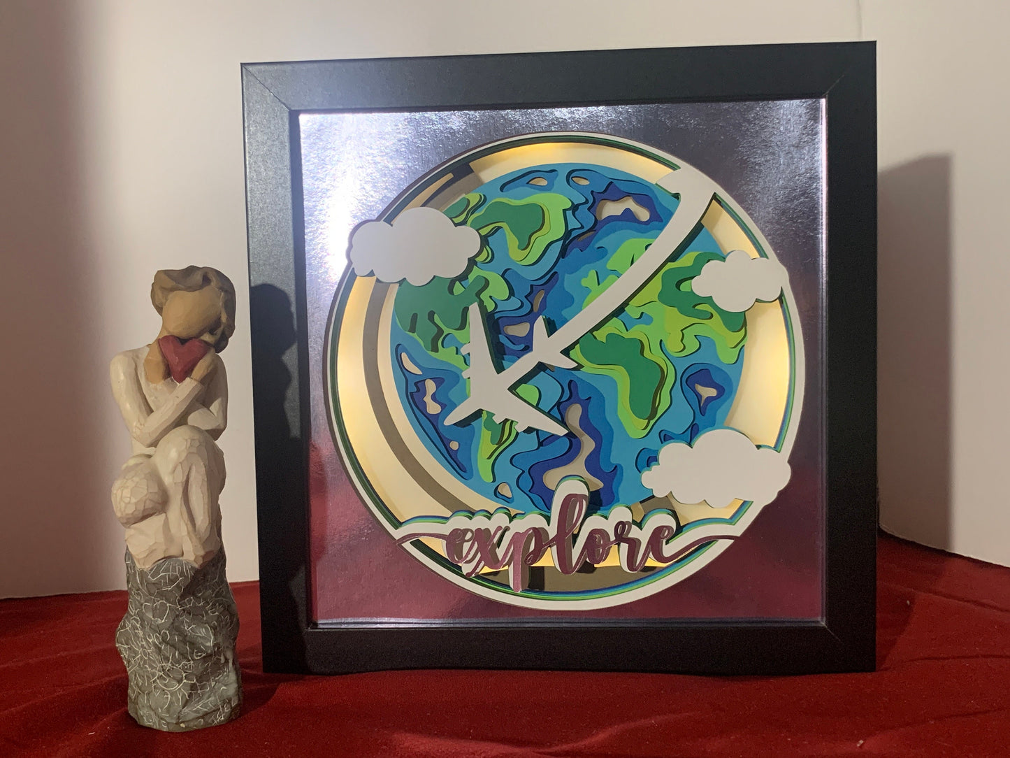 Lighted Globe Shadow Box: World Traveler LED Art