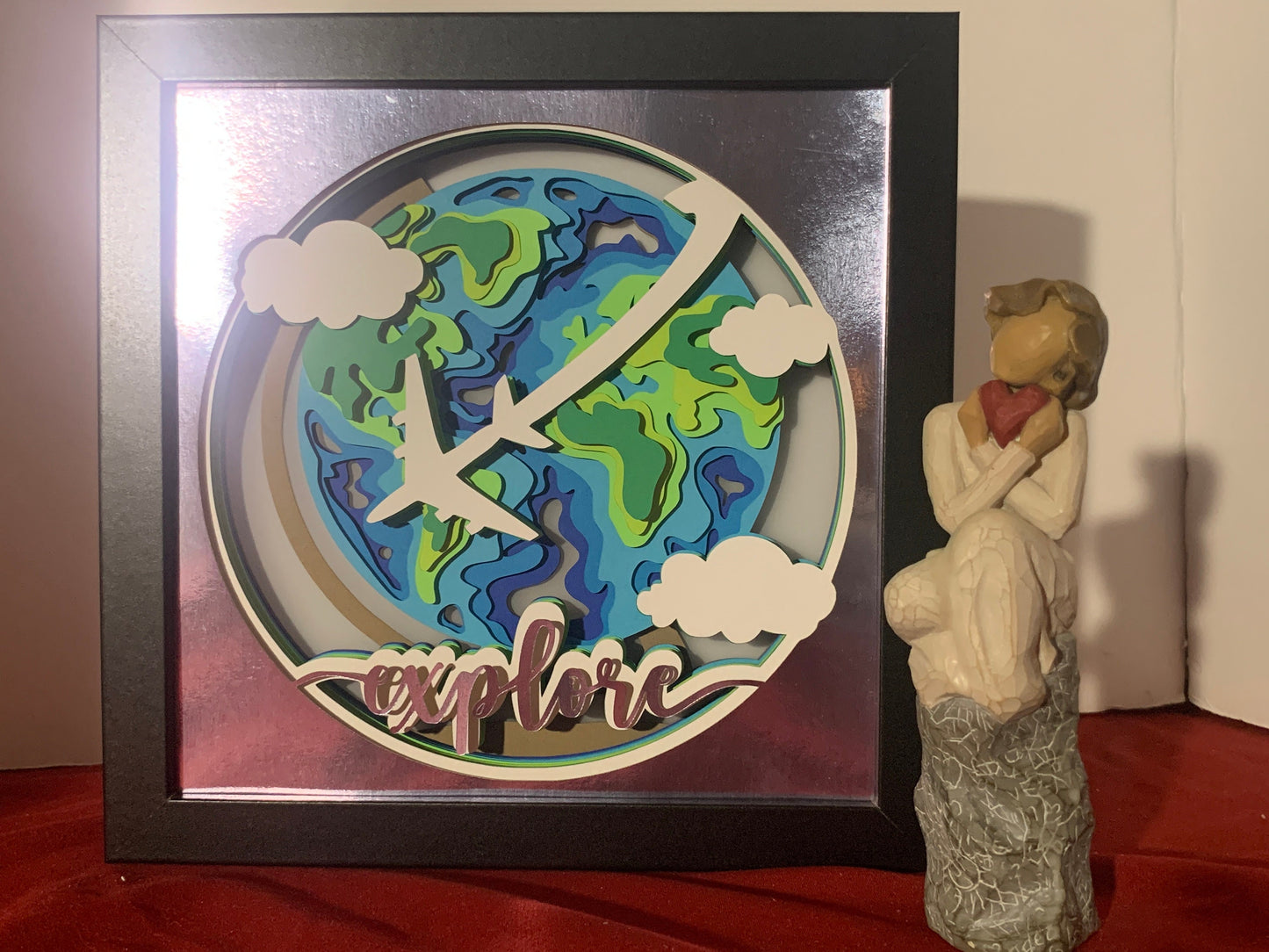 Lighted Globe Shadow Box: World Traveler LED Art