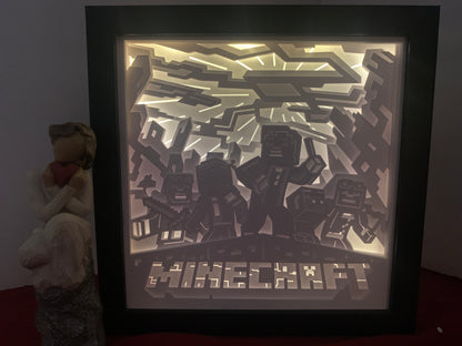Minecraft Lightbox, lighted shadow box frame , LED lamp, home decor, great gift for husband or friend.
