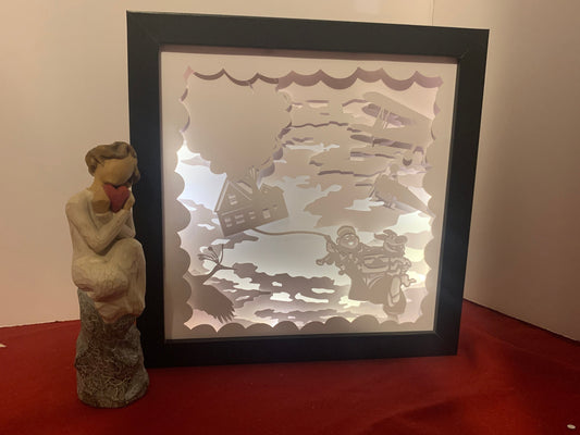 Adventure is out there! “Up” house. Great Gift, Shadow box Frame, Birthday Gift, LED Lightbox, unique Shadowbox, Travel, Wanderlust!