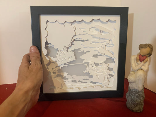 Adventure is out there! “Up” house. Great Gift, Shadow box Frame, Birthday Gift, LED Lightbox, unique Shadowbox, Travel, Wanderlust!