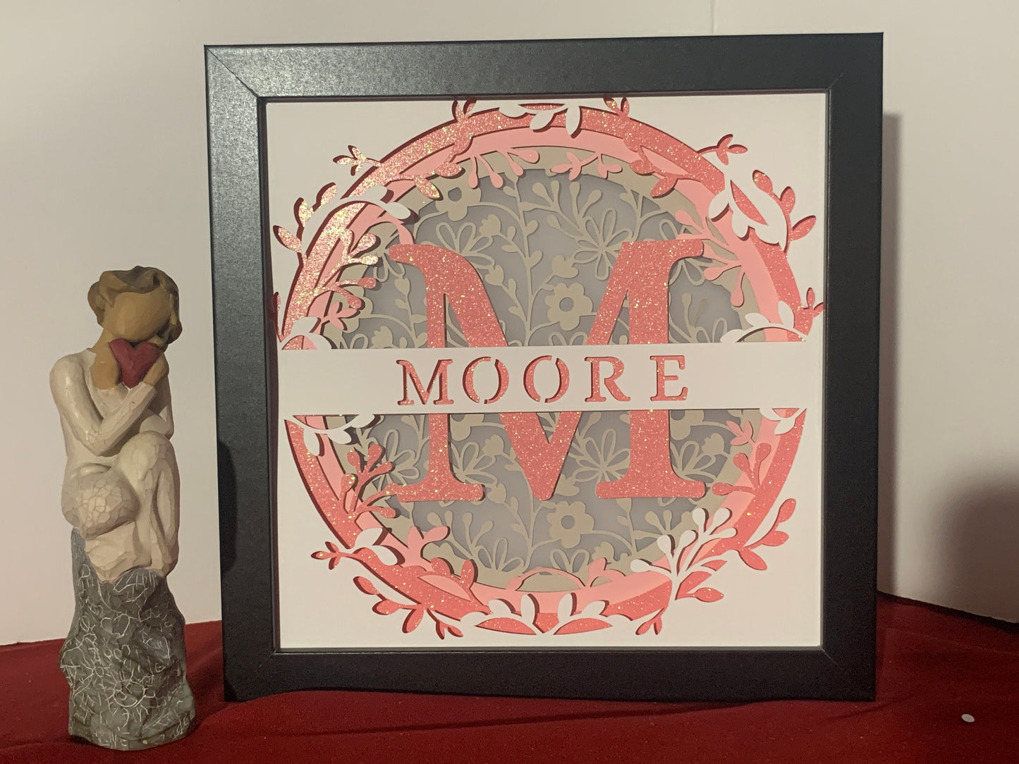 Custom LED Shadow Box: Personalized Family Name Monogram Light