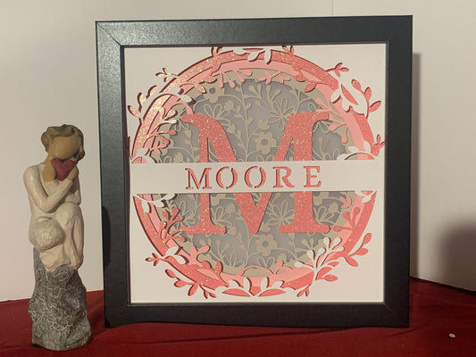 Custom LED Shadow Box: Personalized Family Name Monogram Light