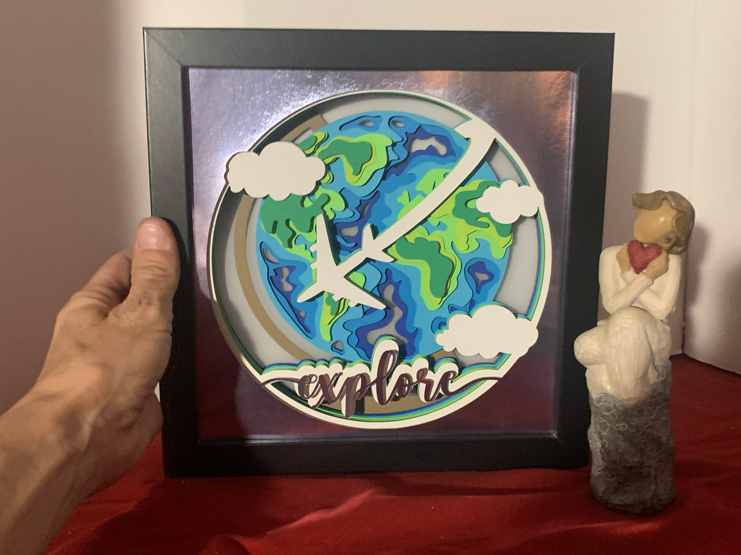 Lighted Globe Shadow Box: World Traveler LED Art
