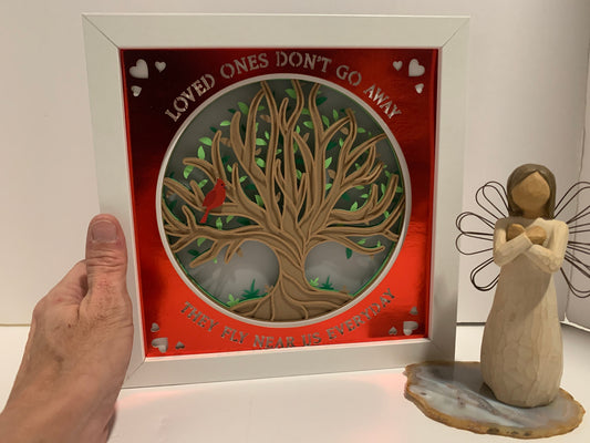 Cardinal Memorial Shadow Box: Lighted Remembrance Gift