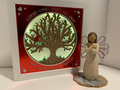 Cardinal Memorial Shadow Box: Lighted Remembrance Gift