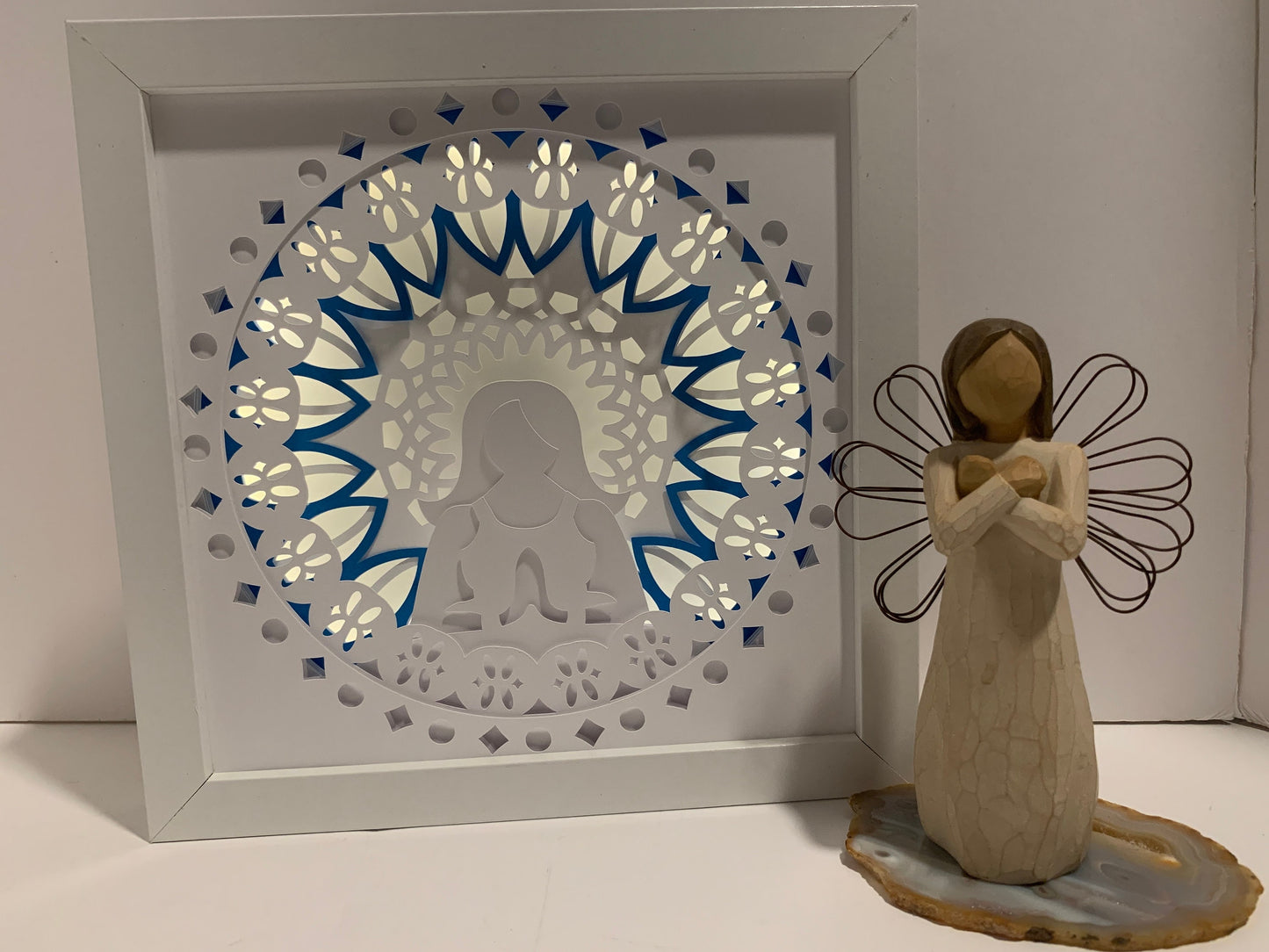 Yoga Lighted Shadow Box: Feng Shui Wall Art