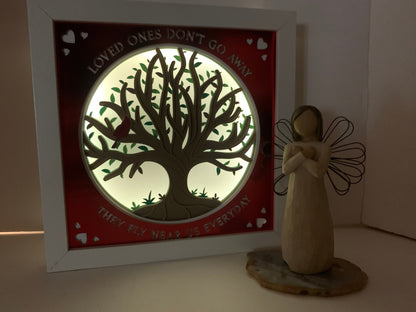 Cardinal Memorial Shadow Box: Lighted Remembrance Gift