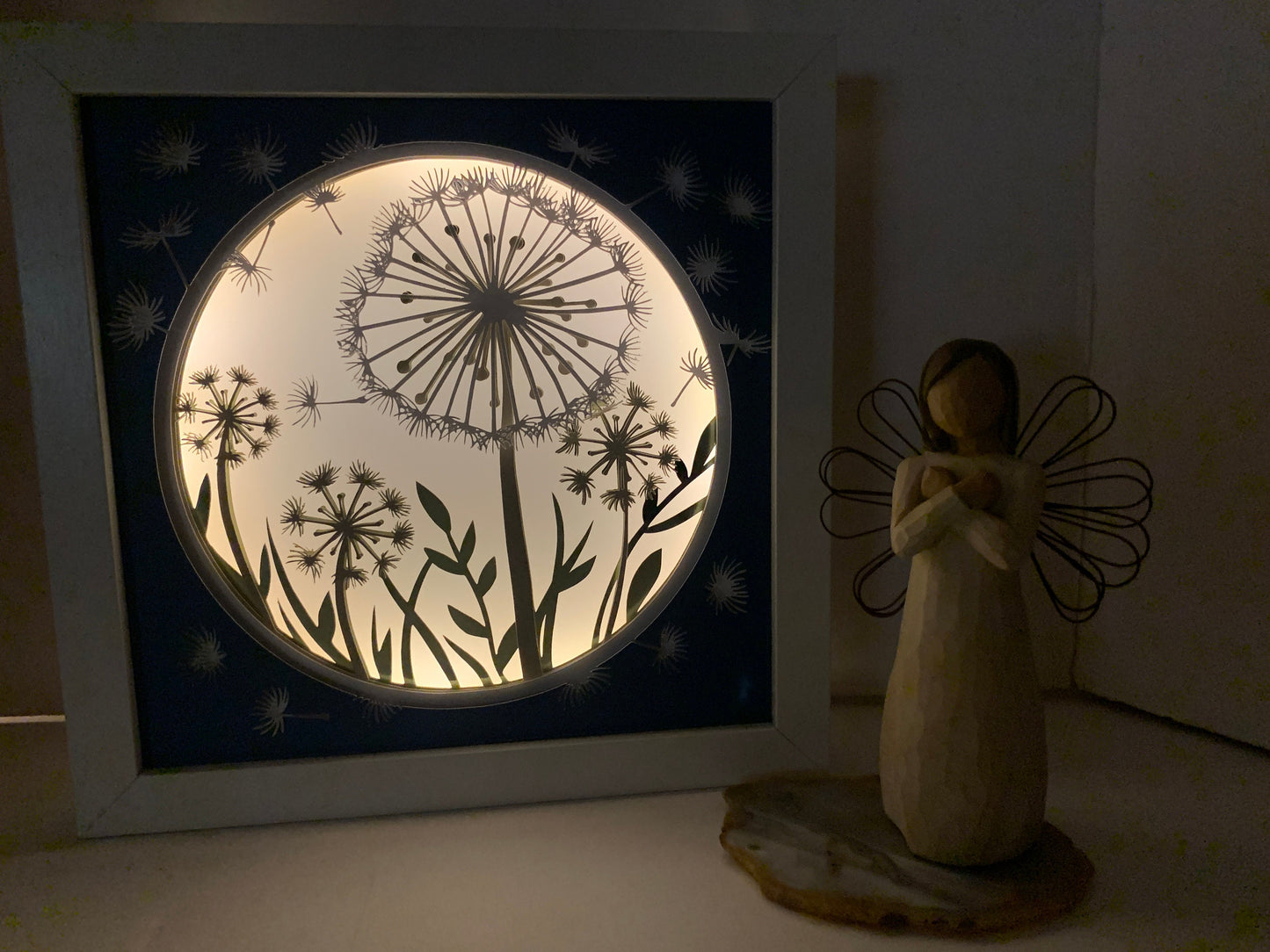 Dandelion Wishes LED Light Box Frame: Lighted Shadow Box