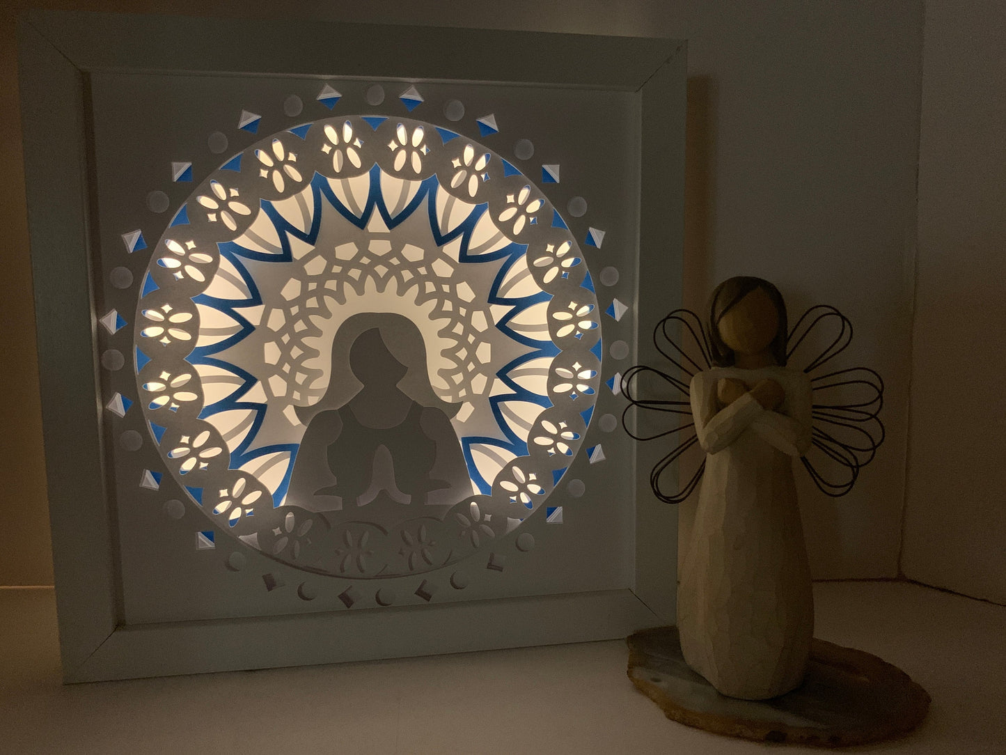 Yoga Lighted Shadow Box: Feng Shui Wall Art
