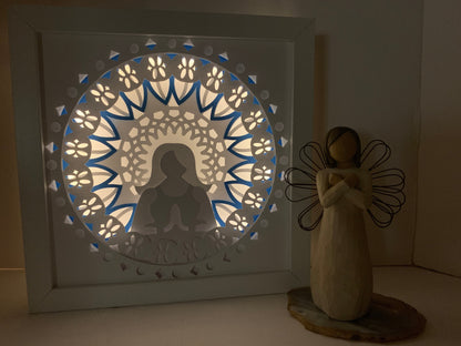 Yoga Lighted Shadow Box: Feng Shui Wall Art