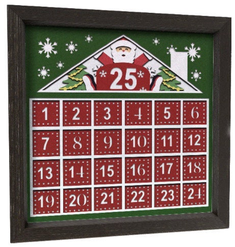 Santa Advent Calendar Shadow Box: Christmas Home Decor