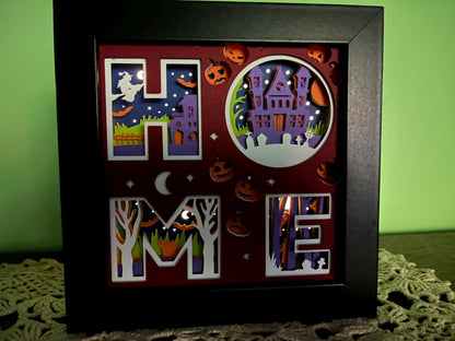 Halloween Shadow Box: HOME LED Lamp, Haunted House Decor