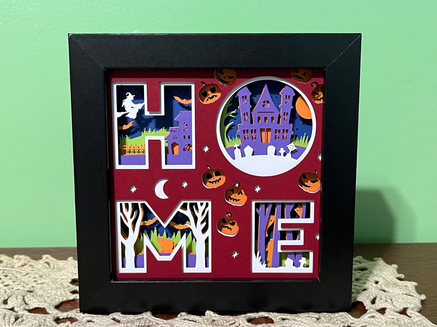 Halloween Shadow Box: HOME LED Lamp, Haunted House Decor