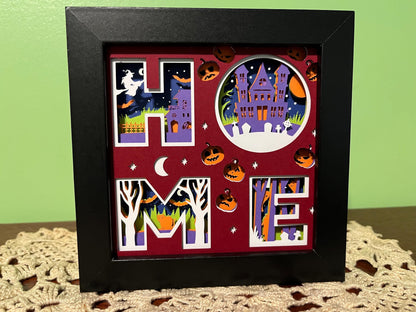 Halloween Shadow Box: HOME LED Lamp, Haunted House Decor
