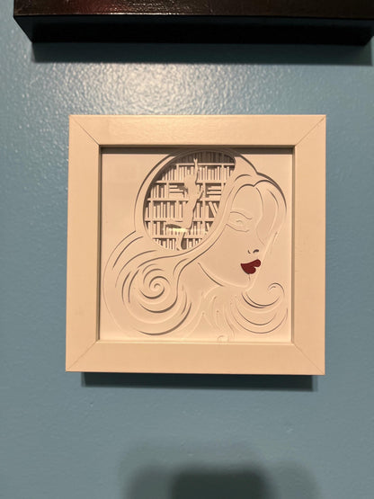Girl Reading Lighted Shadow Box: Gift for Book Lover