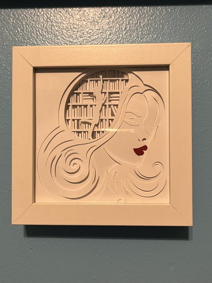 Girl Reading Lighted Shadow Box: Gift for Book Lover