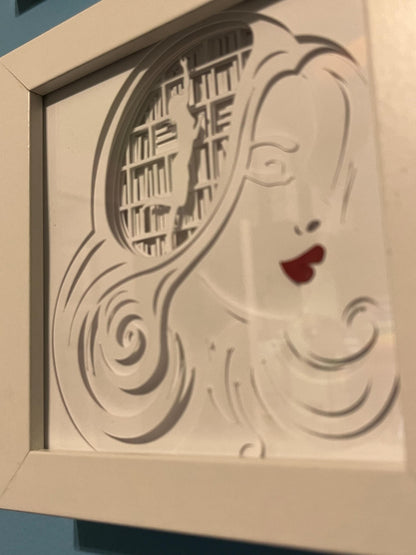 Girl Reading Lighted Shadow Box: Gift for Book Lover