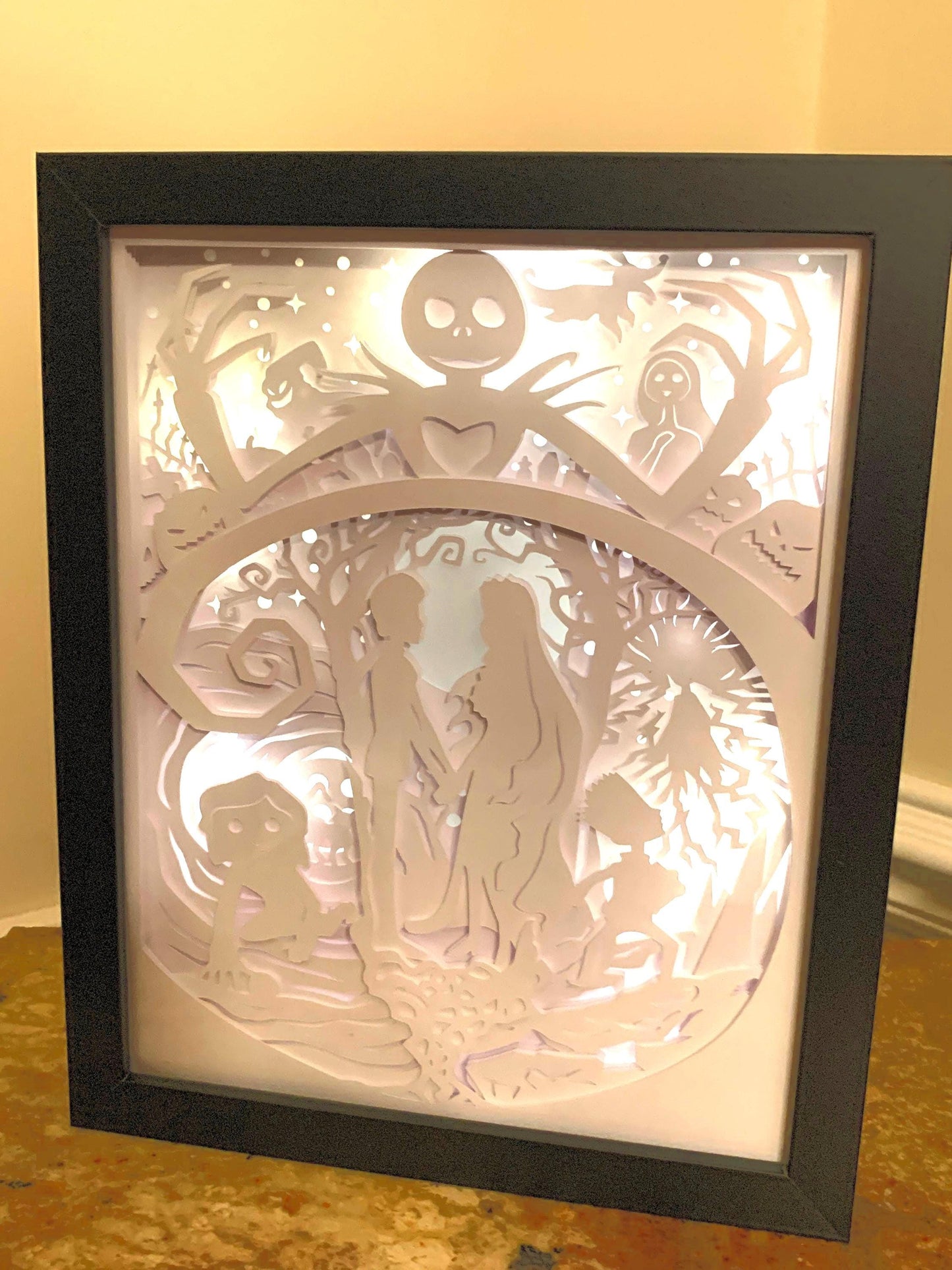 Nightmare Before Christmas Lightbox: Jack & Sally Shadow Box Decor