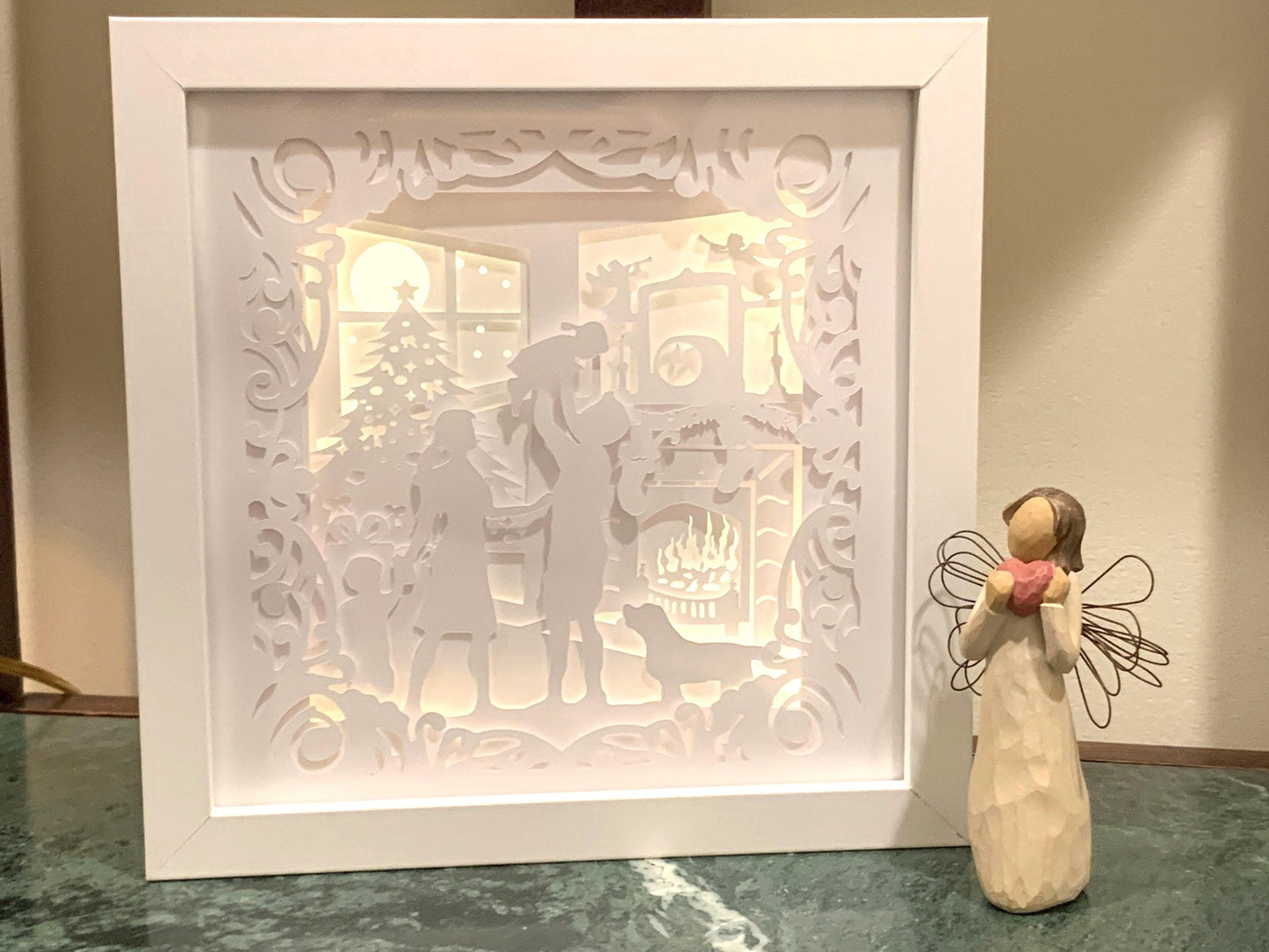 Christmas Family Shadow Box: Handmade LED Holiday Decor