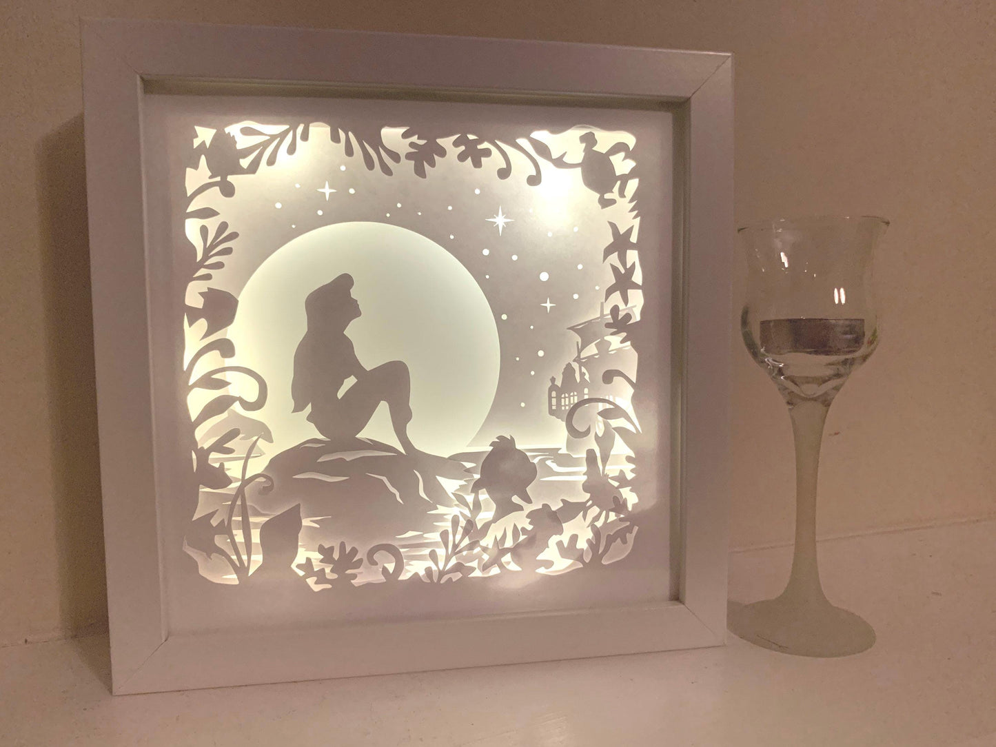 Ariel Shadow Box: Little Mermaid Papercut Light Box