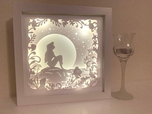 Ariel Shadow Box: Little Mermaid Papercut Light Box