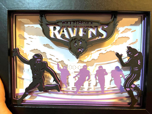 Baltimore Ravens Lighted Shadow Box: Football Fan Gift, LED Lamp